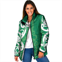Pounamu Green Maori Padded Jacket Koru Kowhaiwhai LT7 Women Green - Polynesian Pride