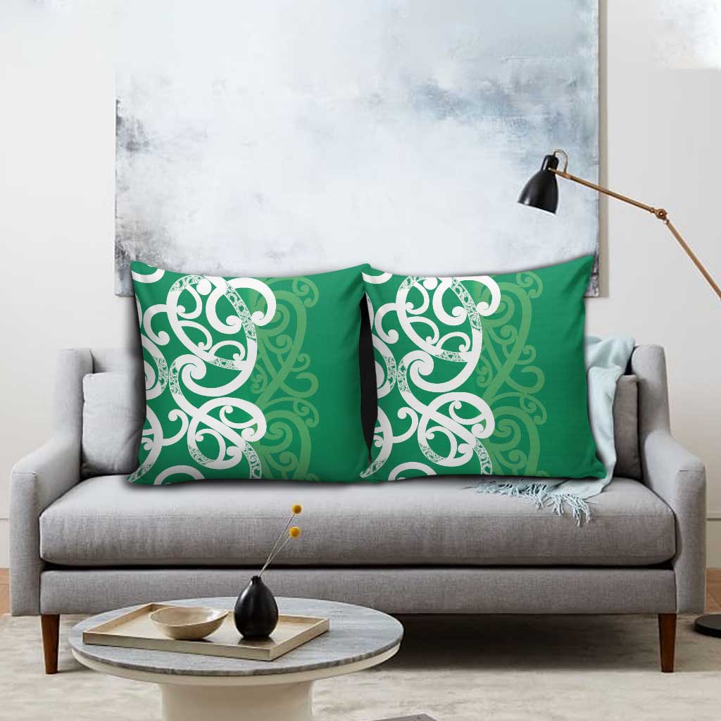 Pounamu Green Maori Pillow Cover Koru Kowhaiwhai LT7 - Polynesian Pride
