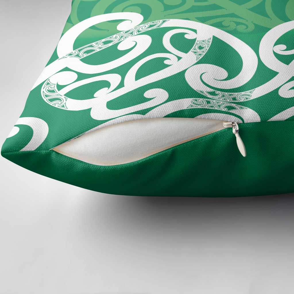 Pounamu Green Maori Pillow Cover Koru Kowhaiwhai LT7 - Polynesian Pride