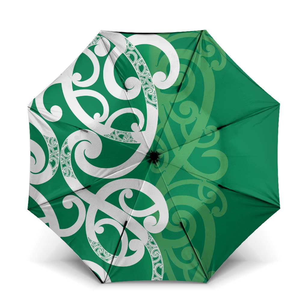 Pounamu Green Maori Umbrella Koru Kowhaiwhai LT7 One Size Folded 11.42 inch Opened Diameter 37.4 inch Green - Polynesian Pride