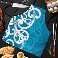 Azure Blue Maori Apron Koru Kowhaiwhai LT7 Blue - Polynesian Pride