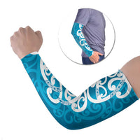 Azure Blue Maori Arm Sleeves Koru Kowhaiwhai LT7 Set of 2 Blue - Polynesian Pride