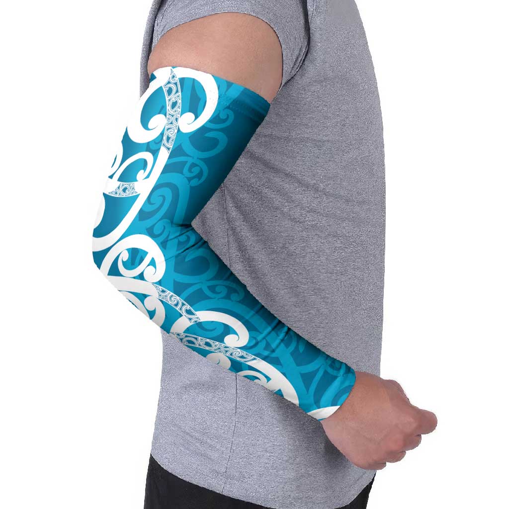 Azure Blue Maori Arm Sleeves Koru Kowhaiwhai LT7 - Polynesian Pride