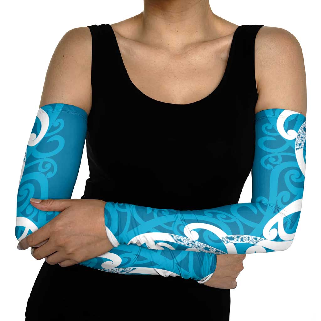 Azure Blue Maori Arm Sleeves Koru Kowhaiwhai LT7 - Polynesian Pride