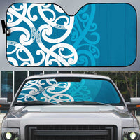 Azure Blue Maori Auto Sun Shade Koru Kowhaiwhai LT7 Blue - Polynesian Pride