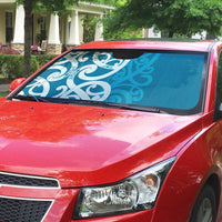 Azure Blue Maori Auto Sun Shade Koru Kowhaiwhai LT7 - Polynesian Pride