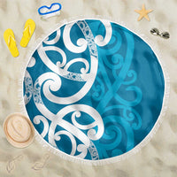 Azure Blue Maori Beach Blanket Koru Kowhaiwhai LT7 One Size 150cm Blue - Polynesian Pride