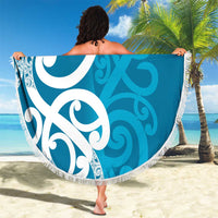 Azure Blue Maori Beach Blanket Koru Kowhaiwhai LT7 - Polynesian Pride