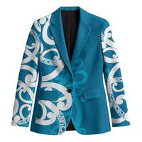 Azure Blue Maori Blazer Koru Kowhaiwhai LT7 Unisex Blue - Polynesian Pride