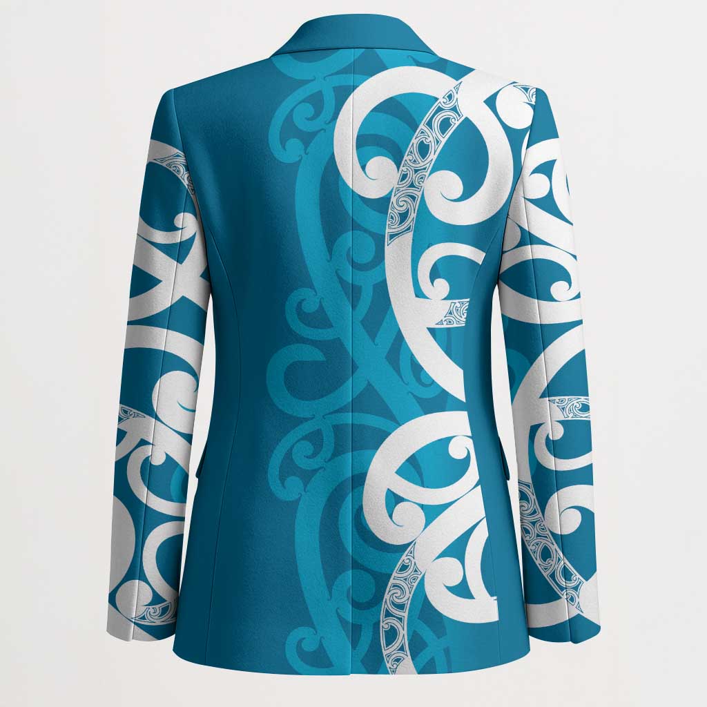 Azure Blue Maori Blazer Koru Kowhaiwhai LT7 - Polynesian Pride
