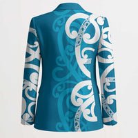 Azure Blue Maori Blazer Koru Kowhaiwhai LT7 - Polynesian Pride