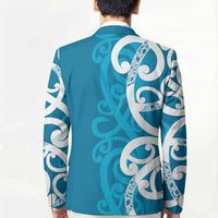 Azure Blue Maori Blazer Koru Kowhaiwhai LT7 - Polynesian Pride