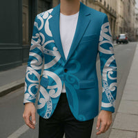 Azure Blue Maori Blazer Koru Kowhaiwhai LT7 - Polynesian Pride