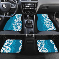 Azure Blue Maori Car Mats Koru Kowhaiwhai LT7 Set 4pcs Blue - Polynesian Pride