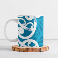Azure Blue Maori Ceramic Mug Koru Kowhaiwhai LT7 Blue - Polynesian Pride