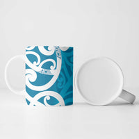 Azure Blue Maori Ceramic Mug Koru Kowhaiwhai LT7 - Polynesian Pride