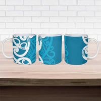 Azure Blue Maori Ceramic Mug Koru Kowhaiwhai LT7 - Polynesian Pride