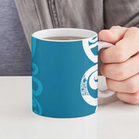 Azure Blue Maori Ceramic Mug Koru Kowhaiwhai LT7 - Polynesian Pride