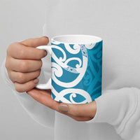 Azure Blue Maori Ceramic Mug Koru Kowhaiwhai LT7 - Polynesian Pride