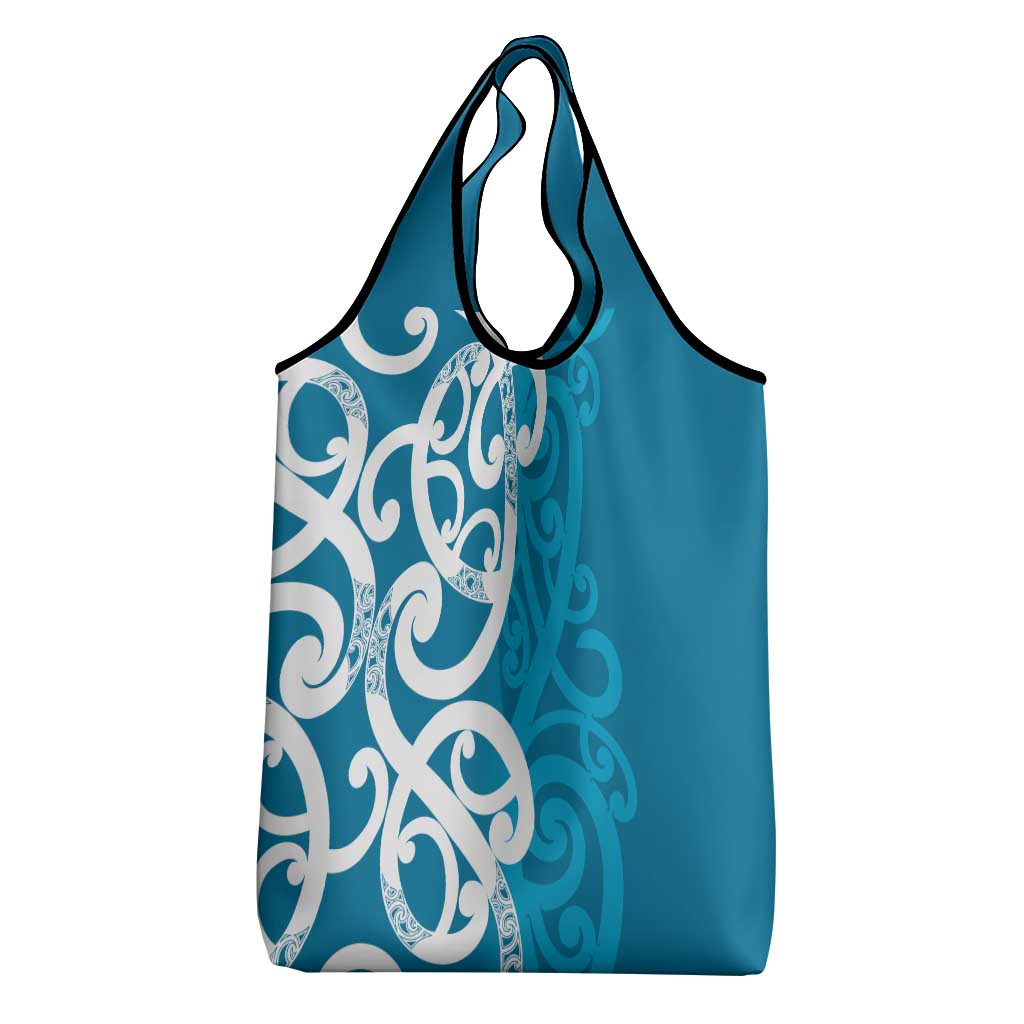 Azure Blue Maori Grocery Bag Koru Kowhaiwhai LT7 - Polynesian Pride