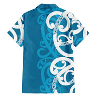 Azure Blue Maori Hawaiian Shirt Koru Kowhaiwhai LT7 - Polynesian Pride