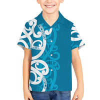 Azure Blue Maori Hawaiian Shirt Koru Kowhaiwhai LT7 - Polynesian Pride