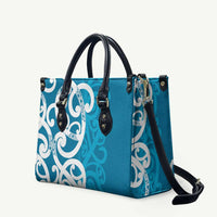 Azure Blue Maori Leather Bag Koru Kowhaiwhai LT7 Blue - Polynesian Pride
