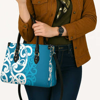 Azure Blue Maori Leather Bag Koru Kowhaiwhai LT7 - Polynesian Pride