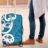 Azure Blue Maori Luggage Cover Koru Kowhaiwhai LT7 Blue - Polynesian Pride