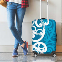 Azure Blue Maori Luggage Cover Koru Kowhaiwhai LT7 - Polynesian Pride