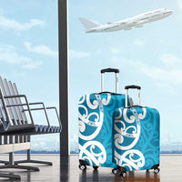 Azure Blue Maori Luggage Cover Koru Kowhaiwhai LT7 - Polynesian Pride