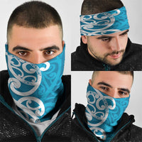 Azure Blue Maori Neck Gaiter Koru Kowhaiwhai LT7 - Polynesian Pride