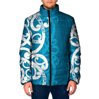 Azure Blue Maori Padded Jacket Koru Kowhaiwhai LT7 Men Blue - Polynesian Pride