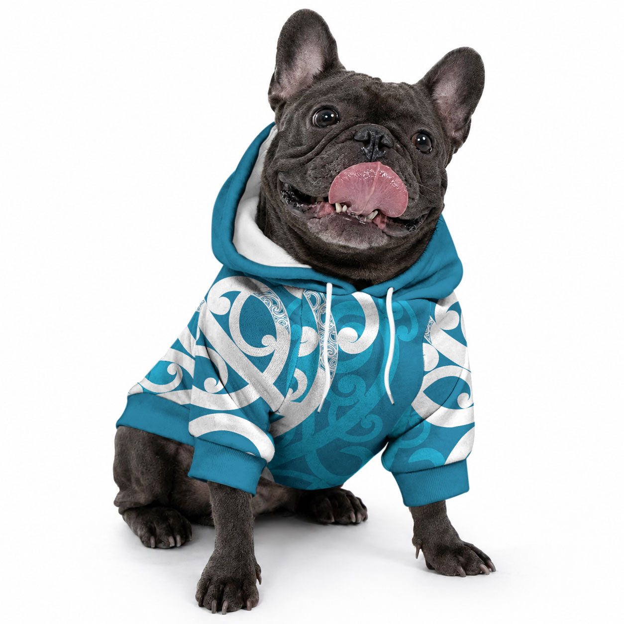 Azure Blue Maori Pet Hoodie Koru Kowhaiwhai LT7 - Polynesian Pride