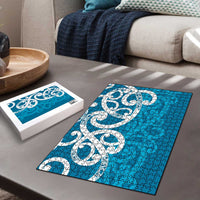 Azure Blue Maori Puzzle Koru Kowhaiwhai LT7 - Polynesian Pride