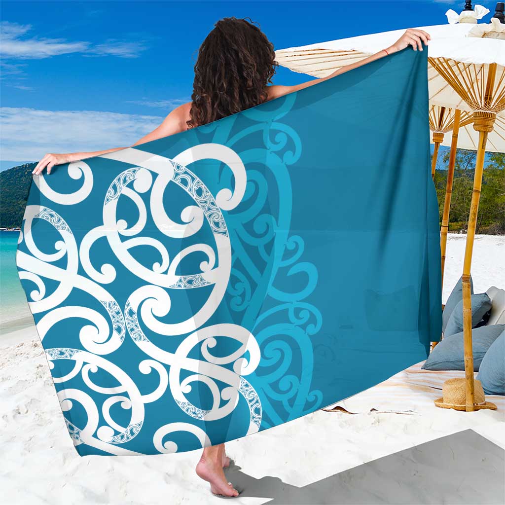 Azure Blue Maori Sarong Koru Kowhaiwhai LT7 One Size 44 x 66 inches Blue - Polynesian Pride