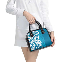 Azure Blue Maori Shoulder Handbag Koru Kowhaiwhai LT7 - Polynesian Pride