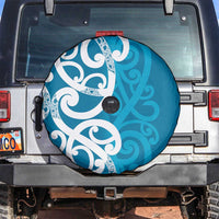Azure Blue Maori Spare Tire Cover Koru Kowhaiwhai LT7 Blue - Polynesian Pride