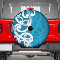 Azure Blue Maori Spare Tire Cover Koru Kowhaiwhai LT7 - Polynesian Pride