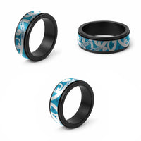 Azure Blue Maori Spinner Ring Koru Kowhaiwhai LT7 - Polynesian Pride
