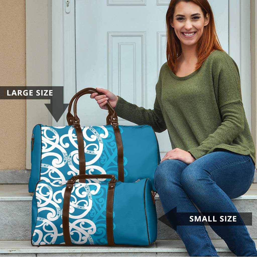Azure Blue Maori Travel Bag Koru Kowhaiwhai LT7 - Polynesian Pride