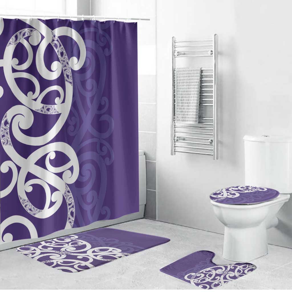 Violet Green Maori Bathroom Set Koru Kowhaiwhai LT7 Bathroom Set (4 pcs) Violet - Polynesian Pride
