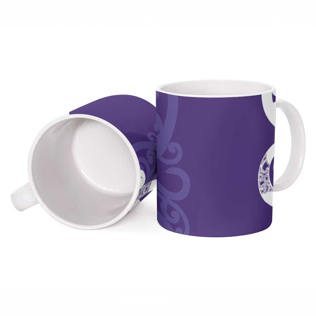 Violet Green Maori Ceramic Mug Koru Kowhaiwhai LT7 - Polynesian Pride