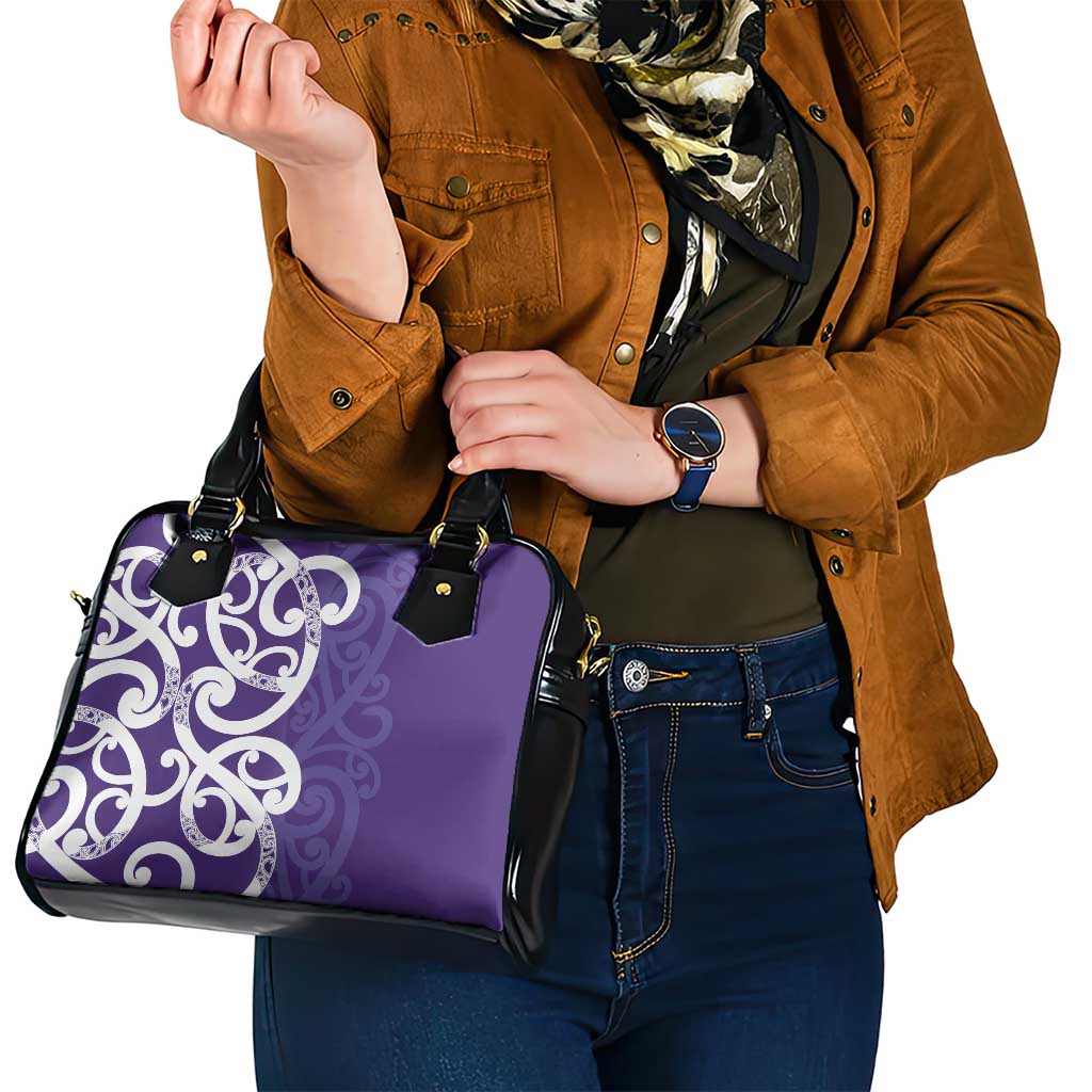 Violet Green Maori Shoulder Handbag Koru Kowhaiwhai LT7 - Polynesian Pride