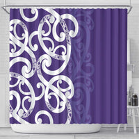 Violet Green Maori Shower Curtain Koru Kowhaiwhai LT7 - Polynesian Pride