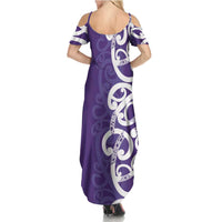 Violet Green Maori Summer Maxi Dress Koru Kowhaiwhai LT7 - Polynesian Pride