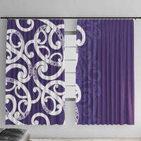 Violet Green Maori Window Curtain Koru Kowhaiwhai LT7 With Hooks Violet - Polynesian Pride