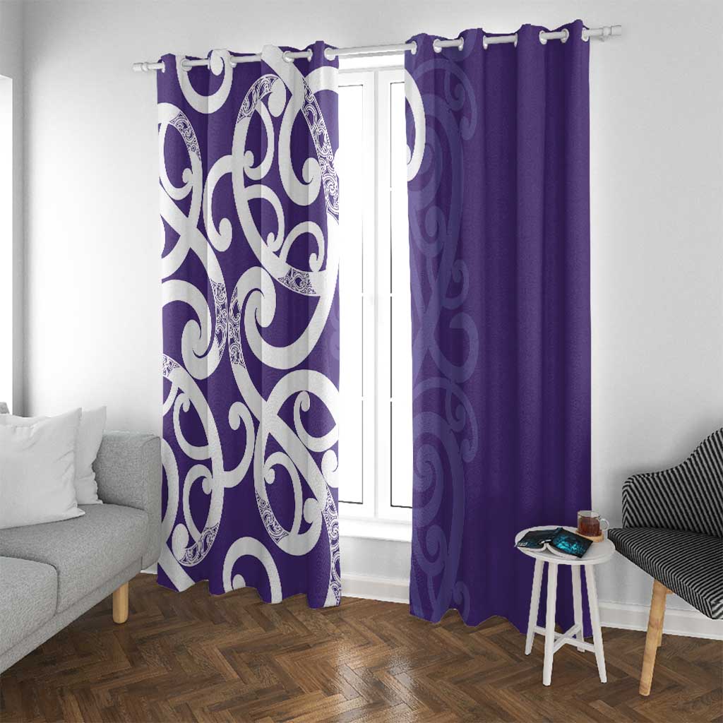 Violet Green Maori Window Curtain Koru Kowhaiwhai LT7 With Grommets Violet - Polynesian Pride