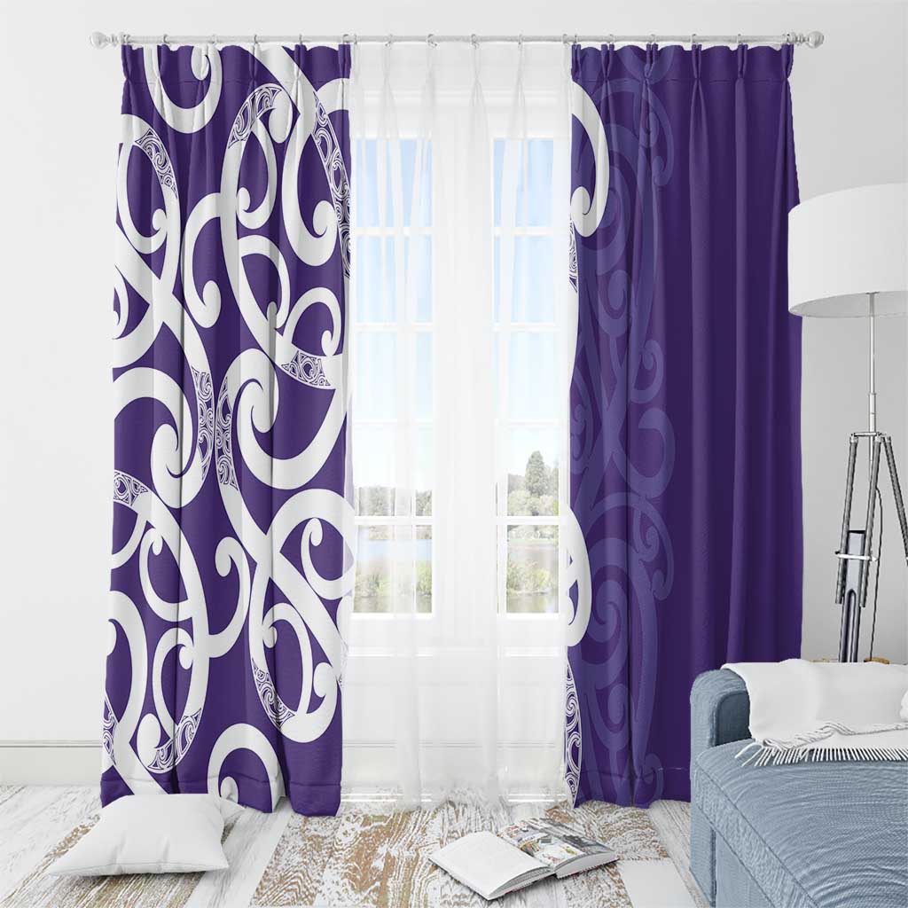 Violet Green Maori Window Curtain Koru Kowhaiwhai LT7 - Polynesian Pride