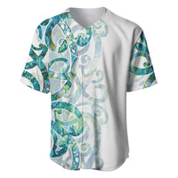 Paua Shell Maori Baseball Jersey Koru Kowhaiwhai LT7 White - Polynesian Pride
